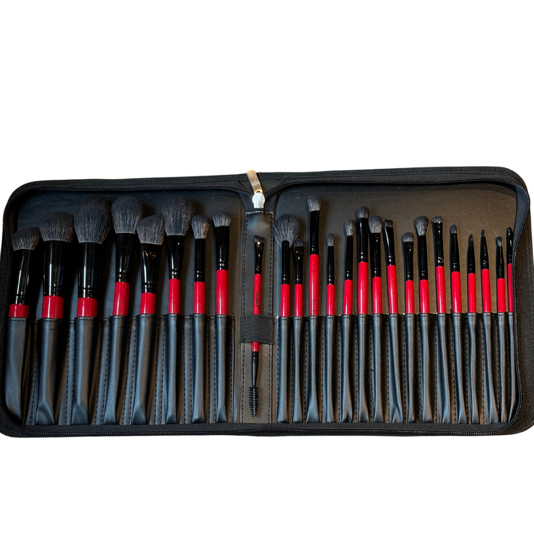 Hued Collection Brush Kit (25 Pcs.) +  Free Onyx Glam Brush book (Brush folder)