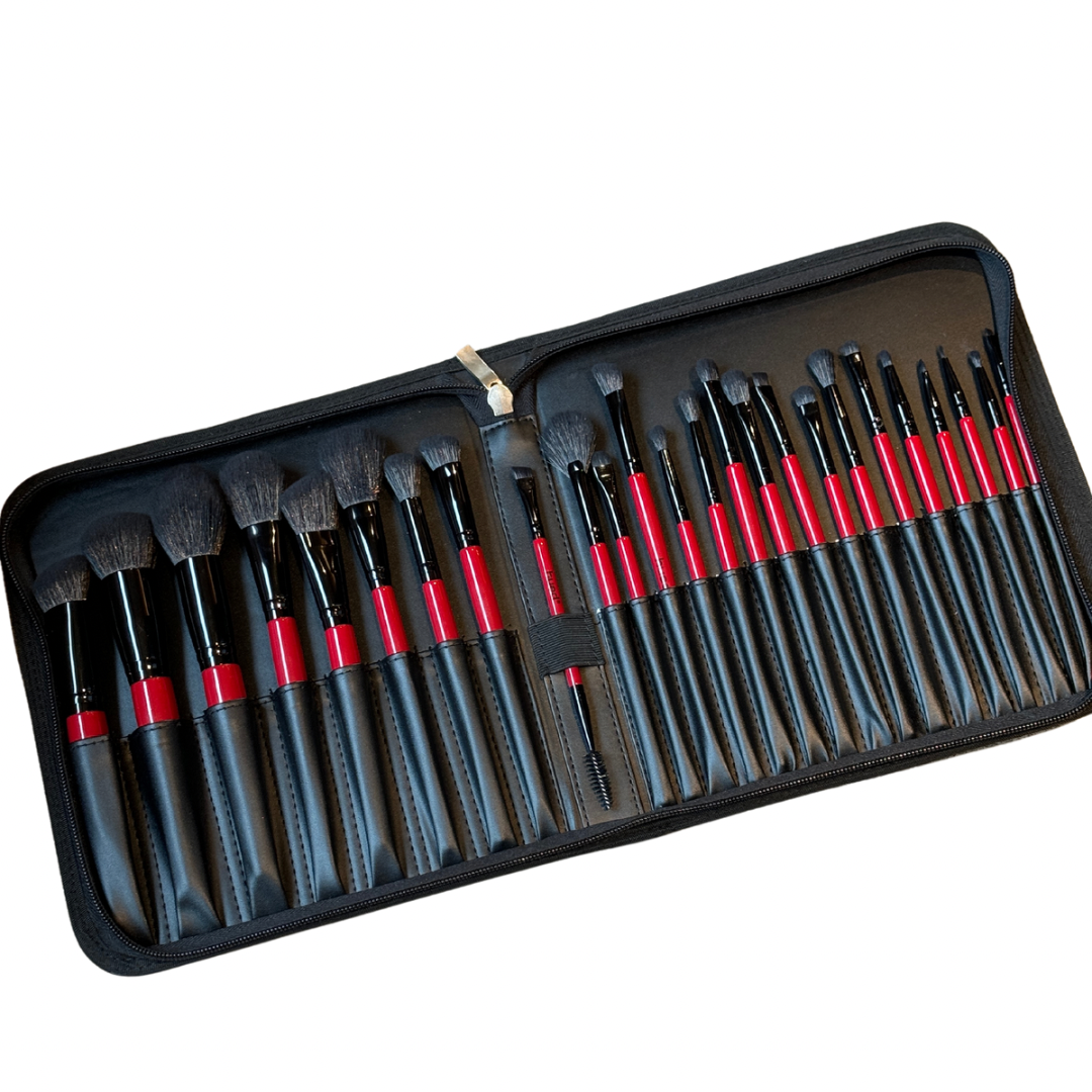 Hued Collection Brush Kit (25 Pcs.) +  Free Onyx Glam Brush book (Brush folder)