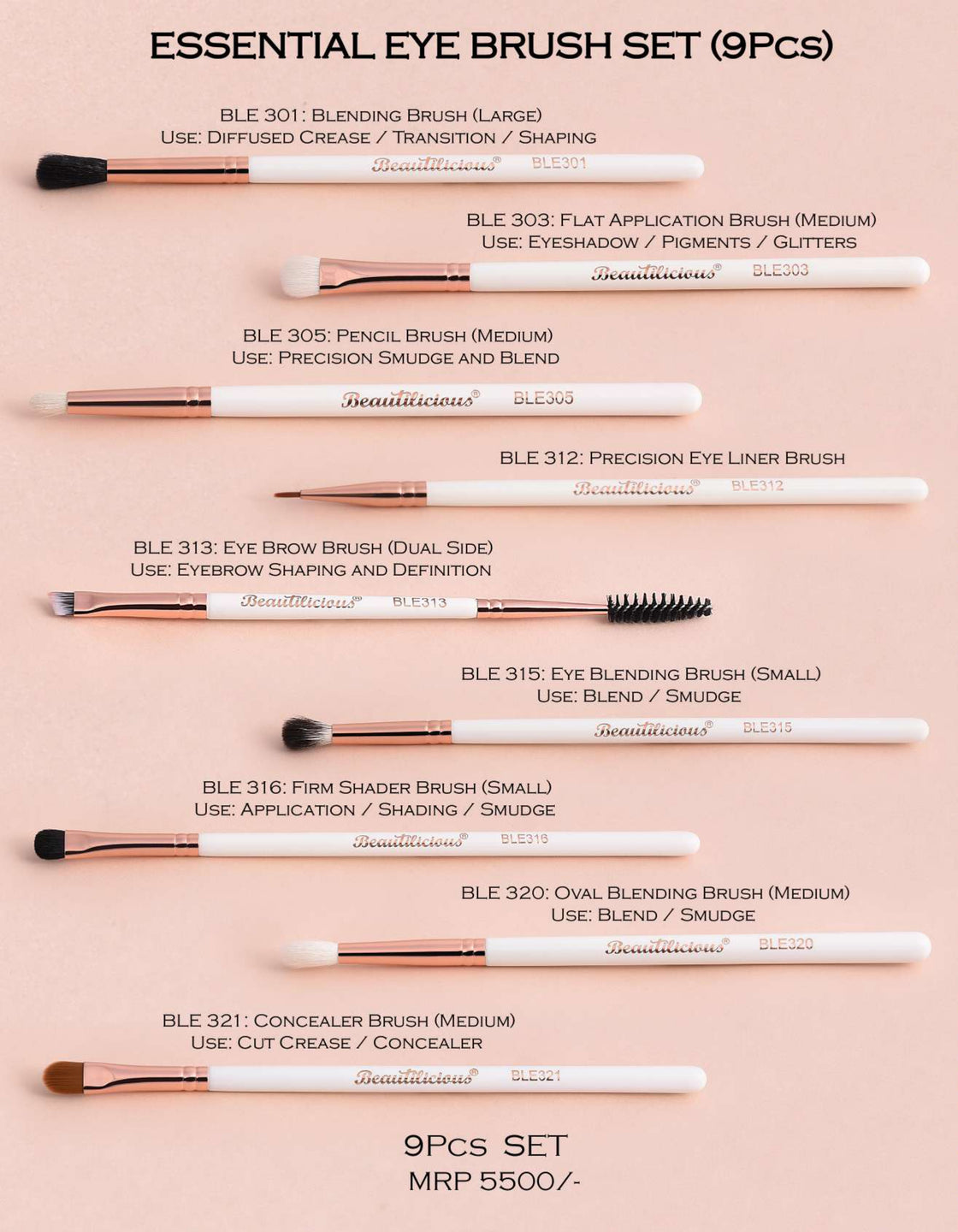 9 Piece Essential Eye Brush Set